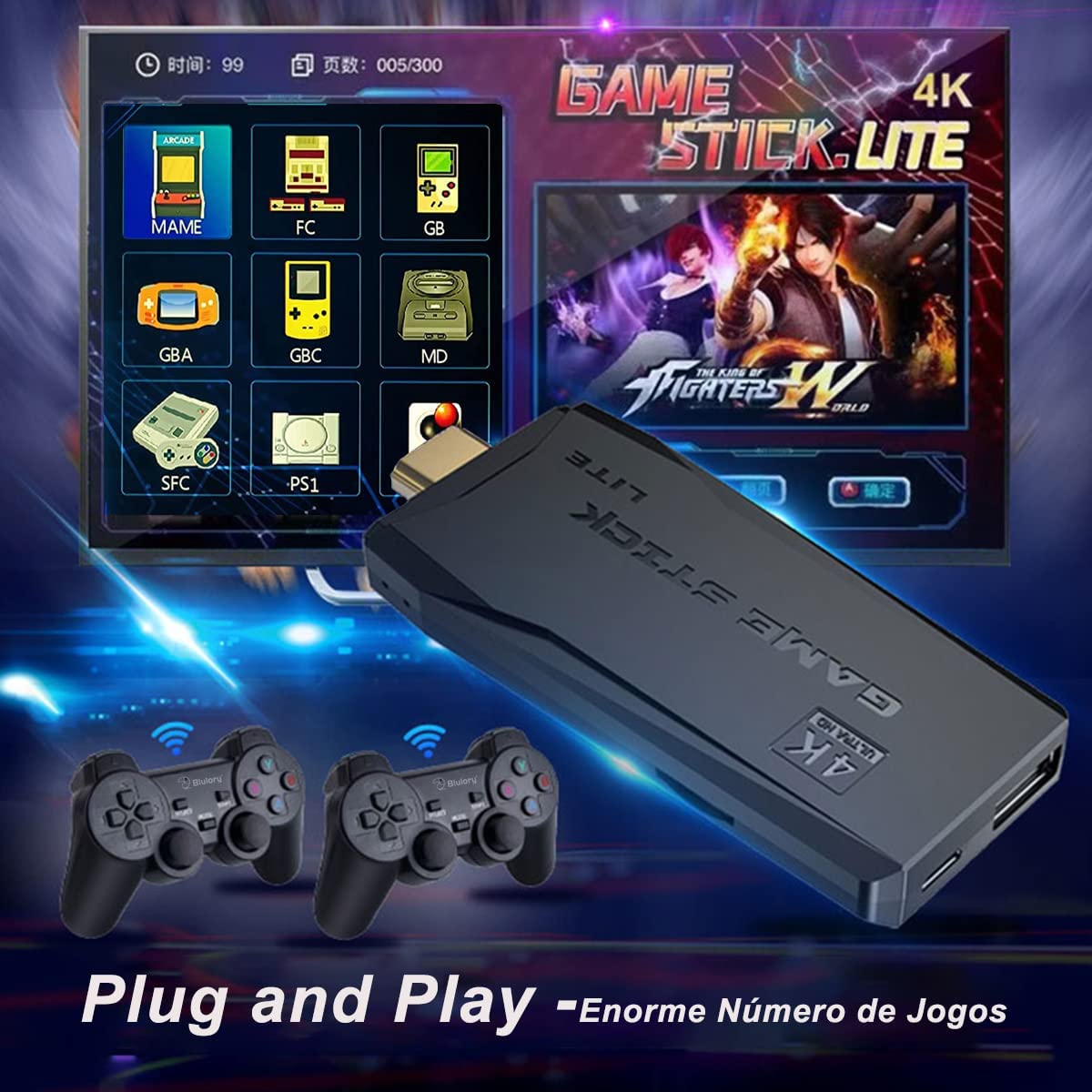 Vídeo Game Stick Box 4k Lite 2 Controles Sem Fio