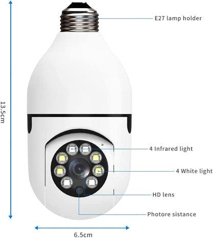 Câmera Ip Lâmpada Wifi Full Hd Visão Noturna