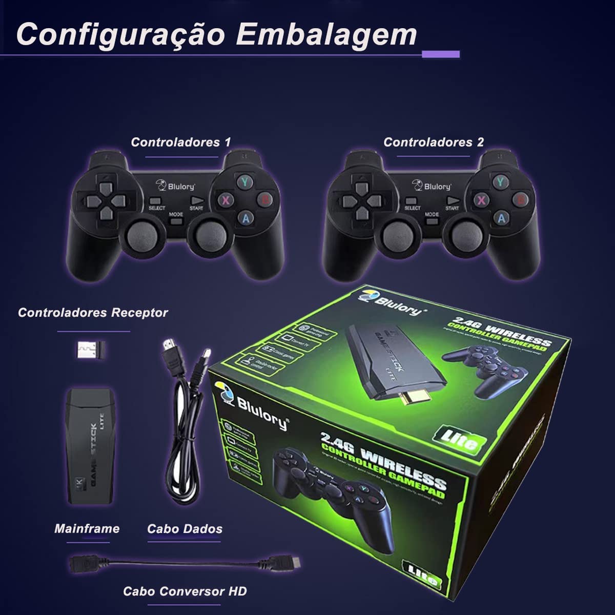 Vídeo Game Stick Box 4k Lite 2 Controles Sem Fio