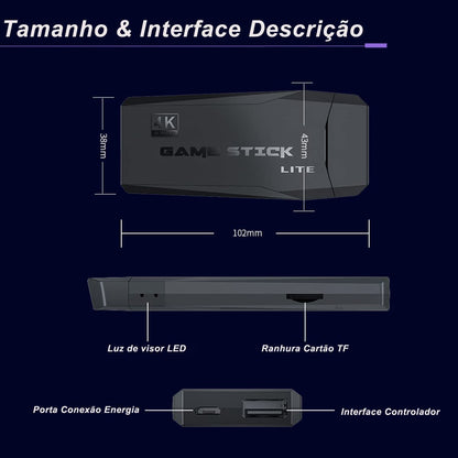 Vídeo Game Stick Box 4k Lite 2 Controles Sem Fio