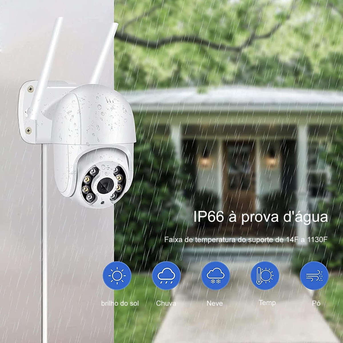 Câmera Externa Ip Prova D’água Infravermelho Externa Wifi Hd Cor Branco