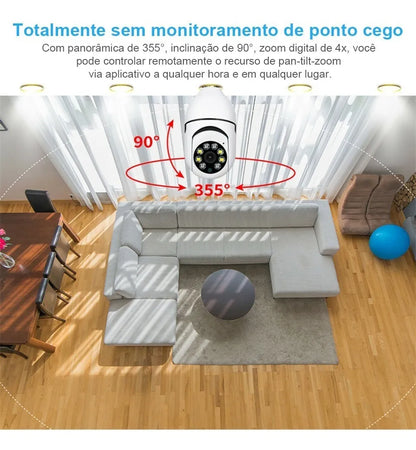 Câmera Ip Lâmpada Wifi Full Hd Visão Noturna