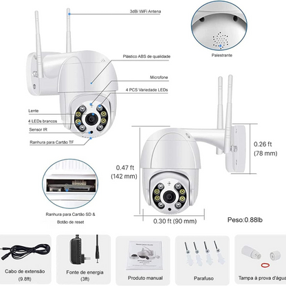 Câmera Externa Ip Prova D’água Infravermelho Externa Wifi Hd Cor Branco