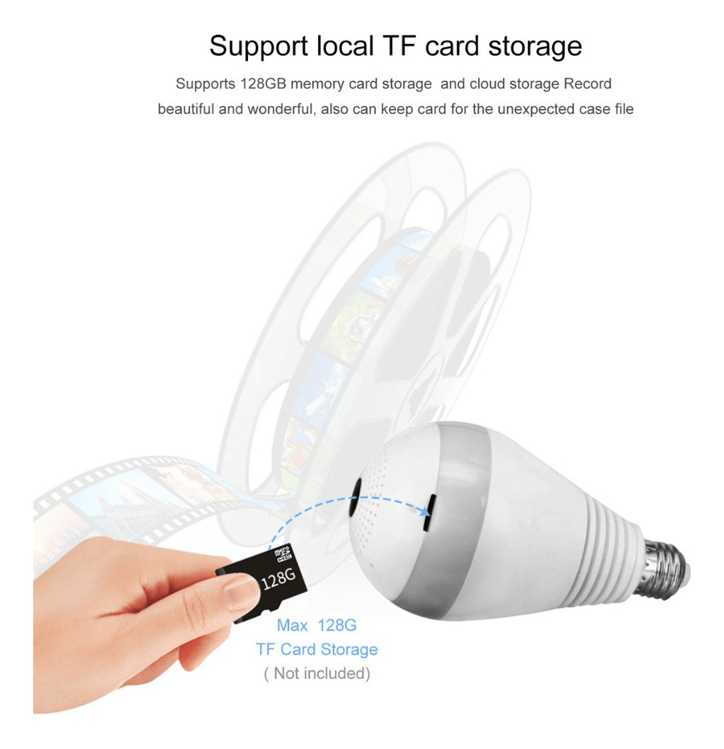 Câmera Wifi V380 Panorâmica Ip Segurança Formato Lâmpada Nf